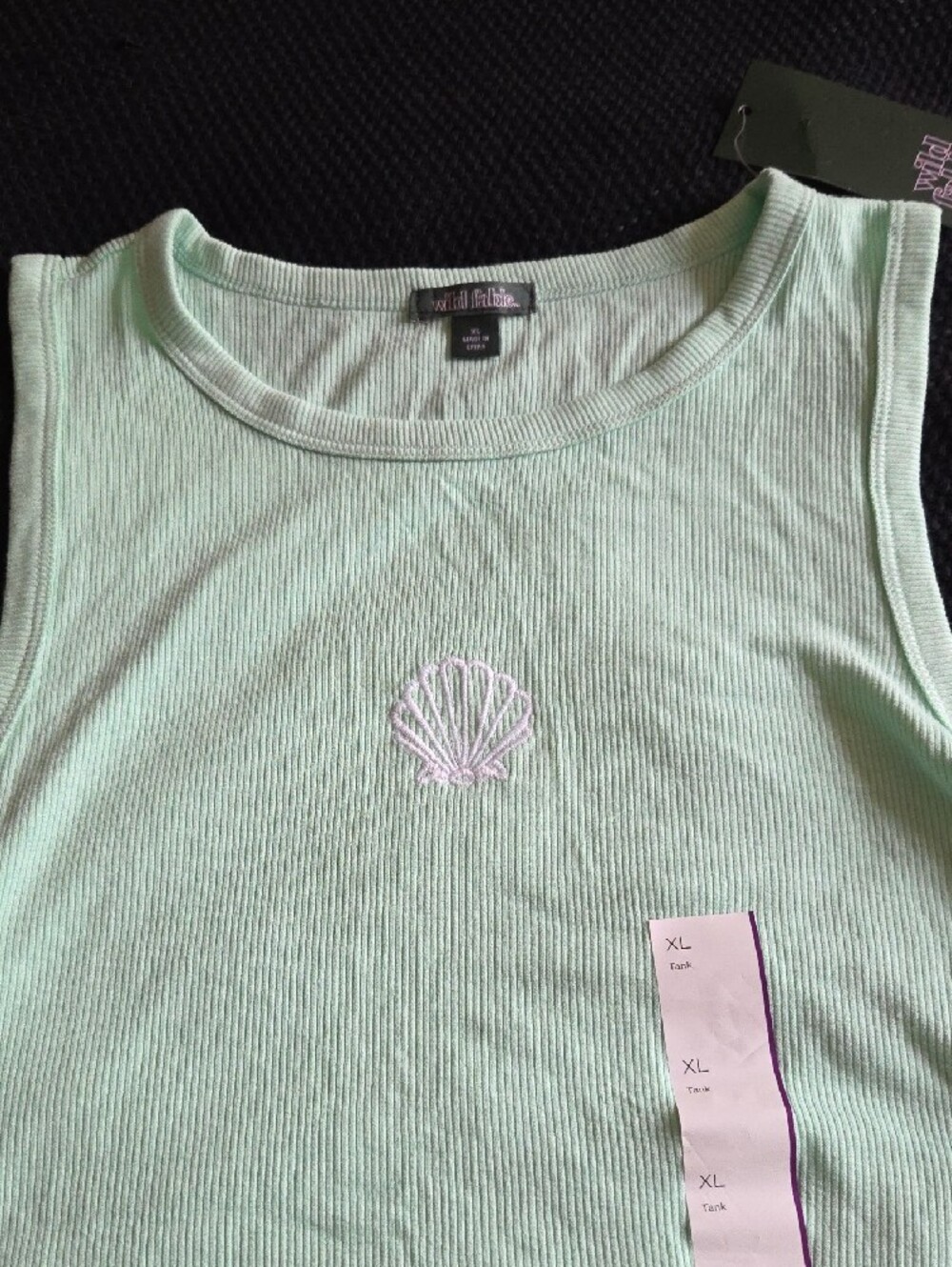 Xhilaration NWT Mint Green Ribbed Shell-Embroidered Tank - Picture 3 of 5